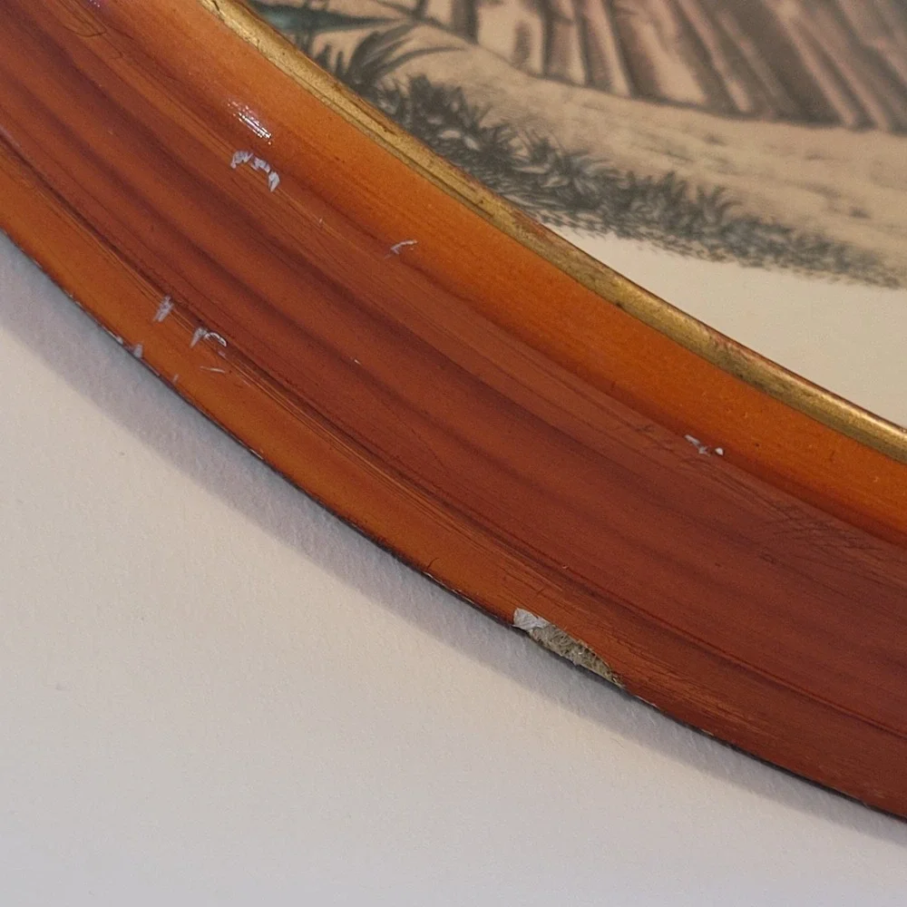 VTG LA MODE ILLUSTRE Victorian Ladies In Garden Wooden Oval Picture Frames